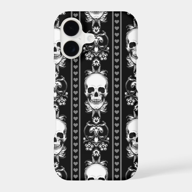 Baroque Gothic Skull Stripe iPhone Case (Back)