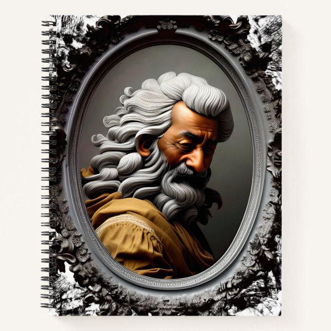 Baroque Grey-haired Testament Black Man Journal  (Front)