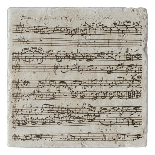 Baroque Handwritten Music Composition Fugue Bach  Trivet