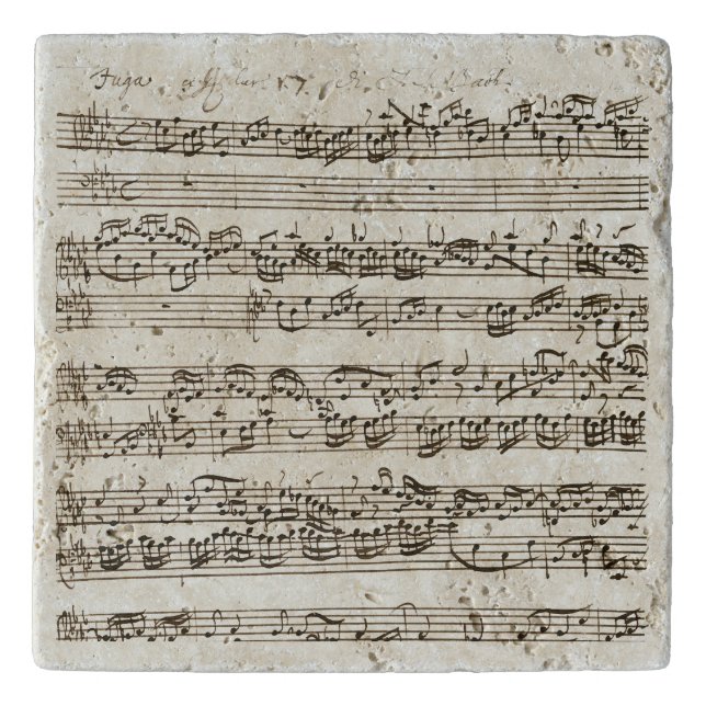 Baroque Handwritten Music Composition Fugue Bach  Trivet (Front)