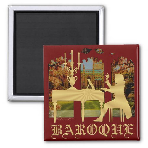 Baroque Harpsichord 2-inch Square Magnet