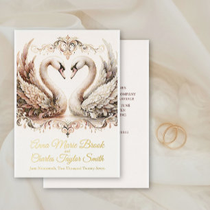 Baroque Heirloom Swan Antique Dusty Rose Wedding Foil Invitation