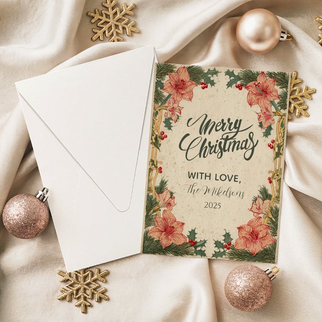 Baroque Holly Christmas Holiday Card (Creator Uploaded)