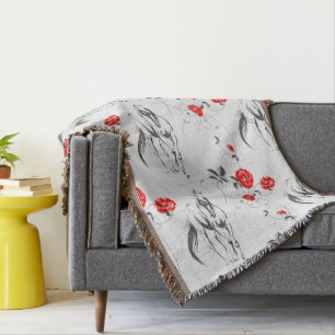 Baroque Horse Throw Blanket