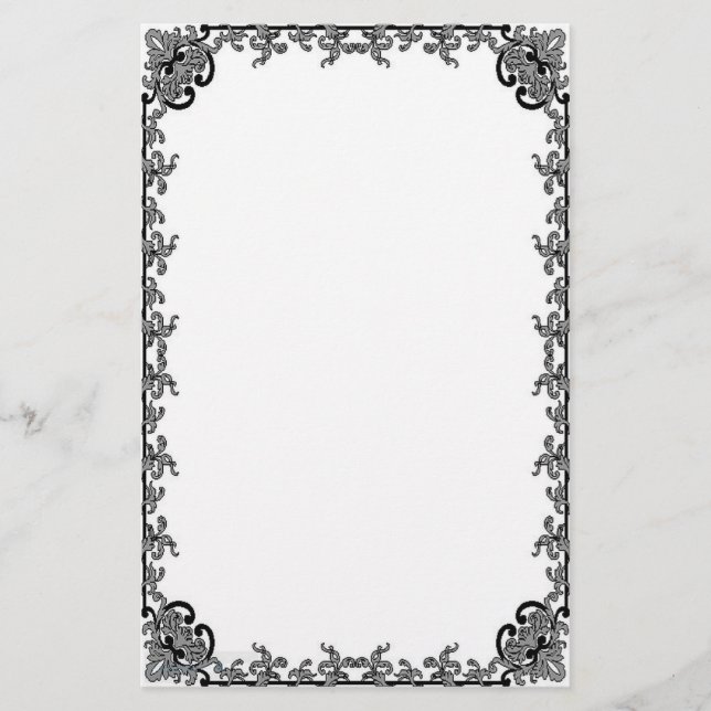 Baroque in Black Stationary Stationery (Front)