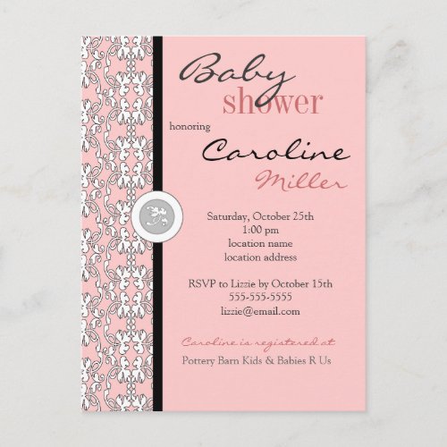 Baroque in Pink Baby Shower Invitation