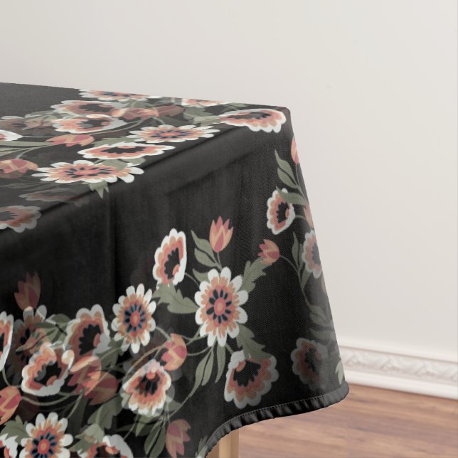 Baroque-Inspired Botanical Soft Pinks and Greens Tablecloth (In Situ)