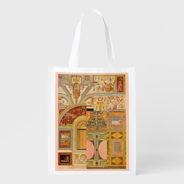 baroque Italian motifs collage Grocery Bag (Front)