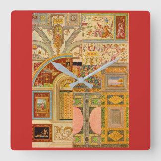 baroque Italian motifs collage Square Wall Clock