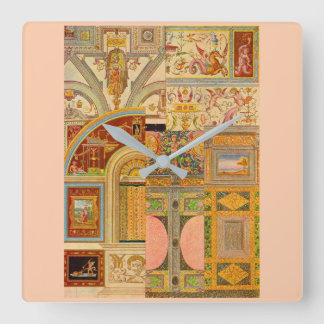 baroque Italian motifs collage Square Wall Clock