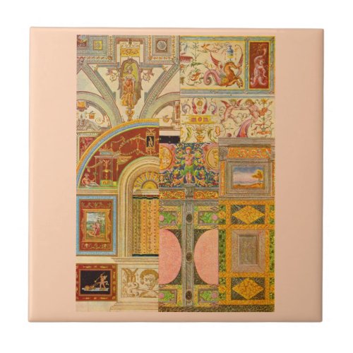 baroque Italian motifs collage Tile