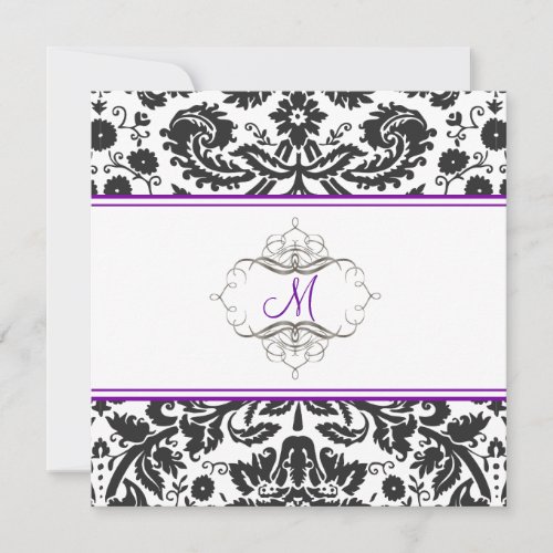 Baroque lace damaskneon purple Invitations