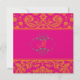 Baroque lace damask/orange/pink/Invitations Invitation