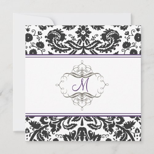 Baroque lace damask/purple Invitations