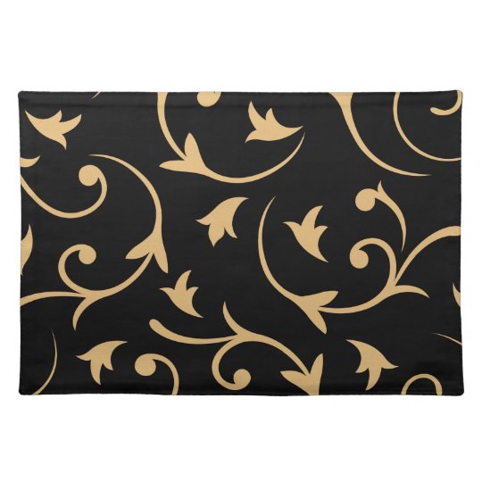 Baroque Large Design Black & Gold Cloth Placemat | Zazzle.com