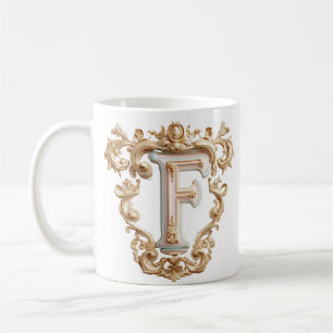 Baroque Letter 'F' Mug for a Coffee Princess