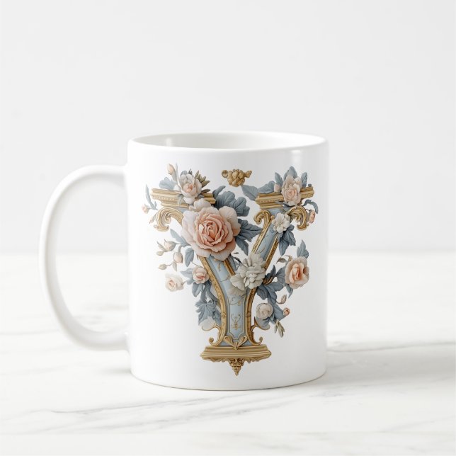 Baroque Letter 'Y' Mug for a Coffee Princess (Left)