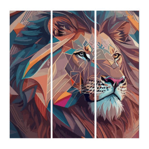 Baroque Lion Head Geometric Constructivism Art