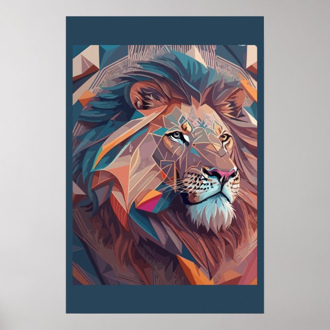 Baroque Lion Head | Geometric Constructivism Art   Poster (Front)