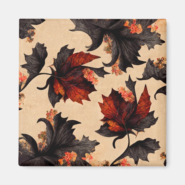Baroque Maple Leaves Pattern Magnet (Front)