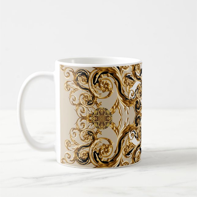 Baroque Meets Leopard: Golden Background Coffee Mug (Left)