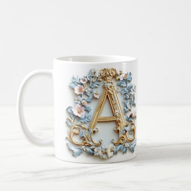 Baroque Monogram 'A' Mug for a Coffee Princess (Left)