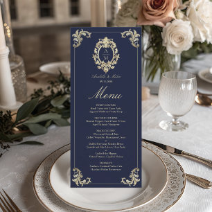 Baroque Navy Blue Wedding Menu