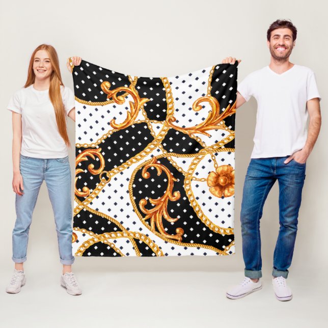 Baroque ornamental pattern fleece blanket (In Situ)