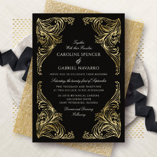 Baroque Ornate Romantic Wedding Foil Invitation