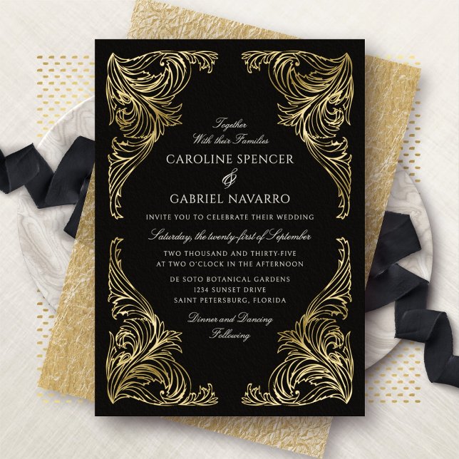Baroque Ornate Romantic Wedding Foil Invitation (Creator Uploaded)