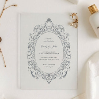 Baroque Oval Frame Wedding Acrylic Invitation