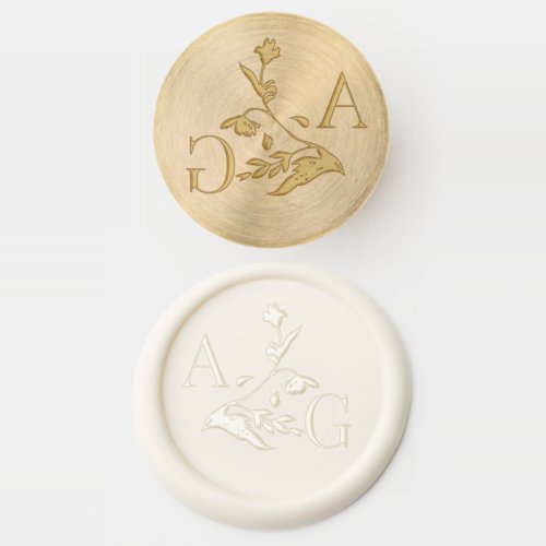 Baroque Painted Floral Initials Wedding Wax Seal Stamp