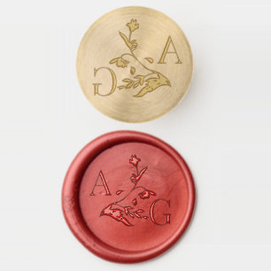 Baroque Painted Floral Initials Wedding Wax Seal Stamp