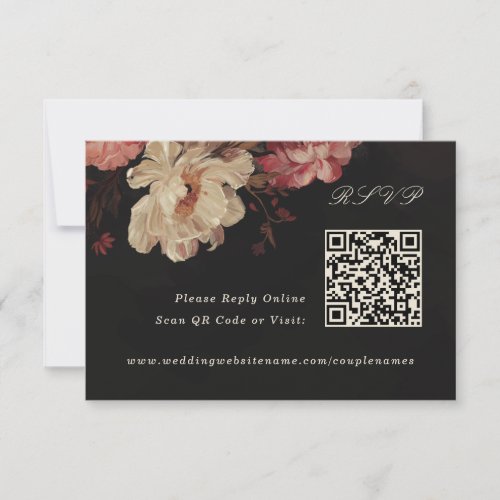 Baroque Painted Floral Online QR Code RSVP Card