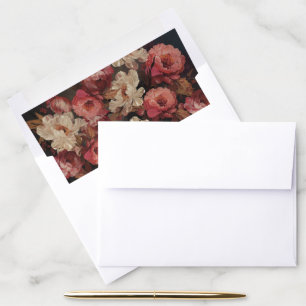 Baroque Painted Floral Wedding Envelope Liner