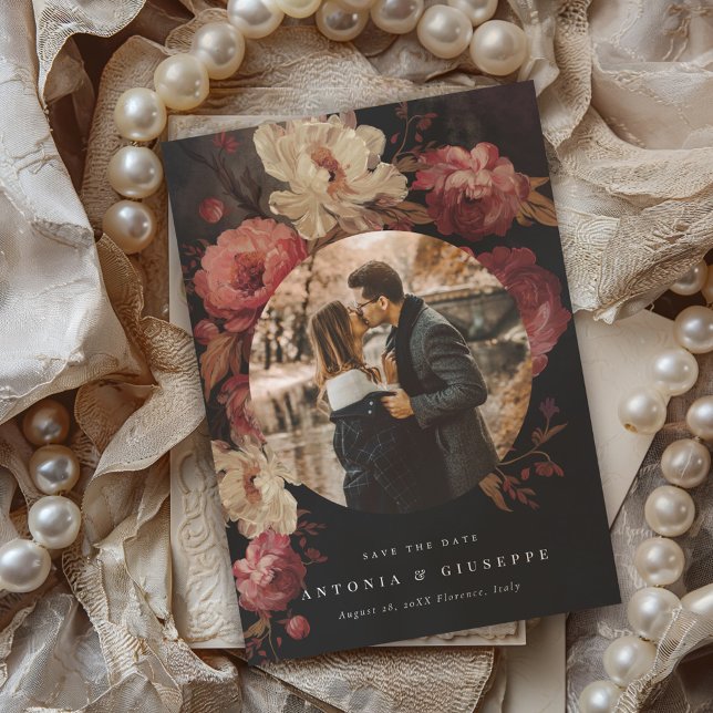 Baroque Painted Florals Photo Save The Date (Creator Uploaded)