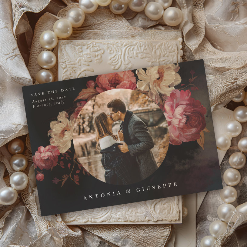Baroque Painted Florals Photo Save The Date