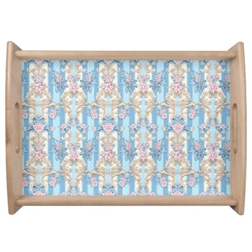 Baroque pastel damask pattern serving tray
