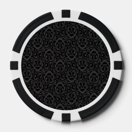 Baroque pattern black poker chips