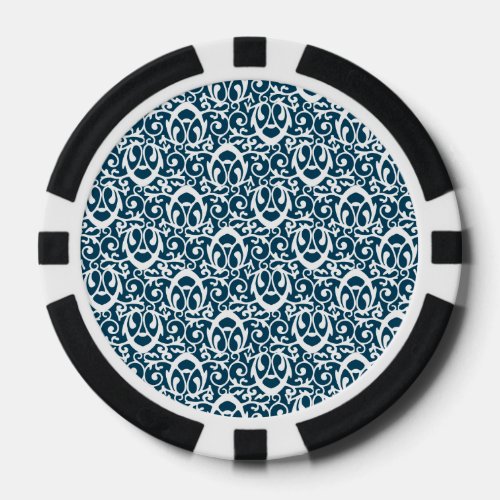 Baroque pattern blue white poker chips