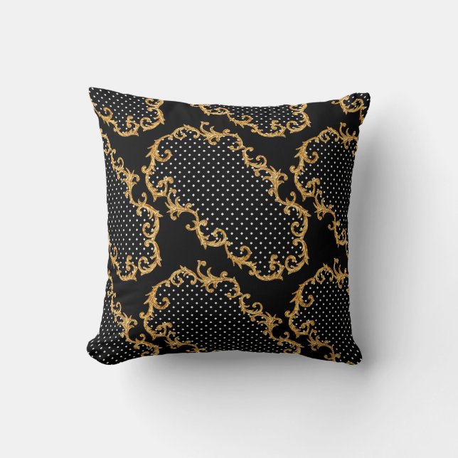 Baroque pattern golden fleece blanket throw pillow (Front)