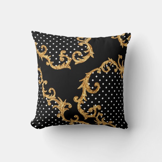 Baroque pattern golden  throw pillow (Front)