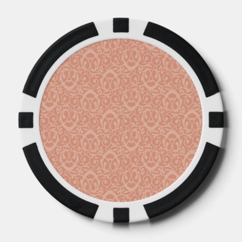 Baroque pattern peach poker chips