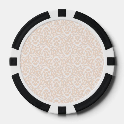 Baroque pattern peach white poker chips