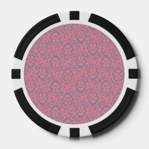 Baroque pattern pink purple poker chips