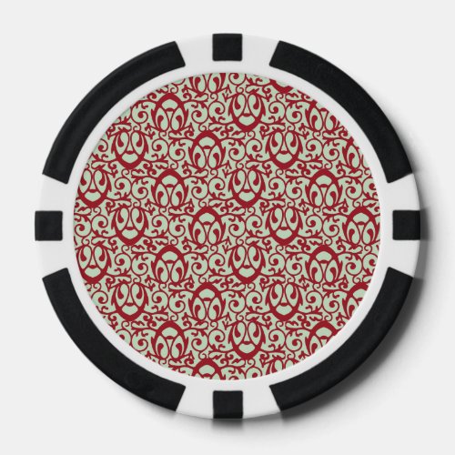 Baroque pattern red and mint poker chips