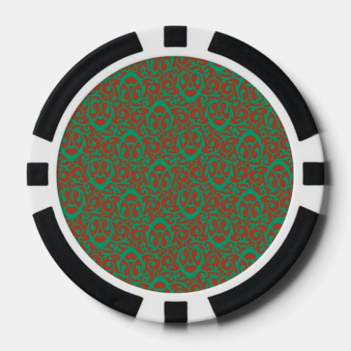 Baroque pattern red green poker chips