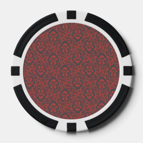 Baroque pattern red grey poker chips