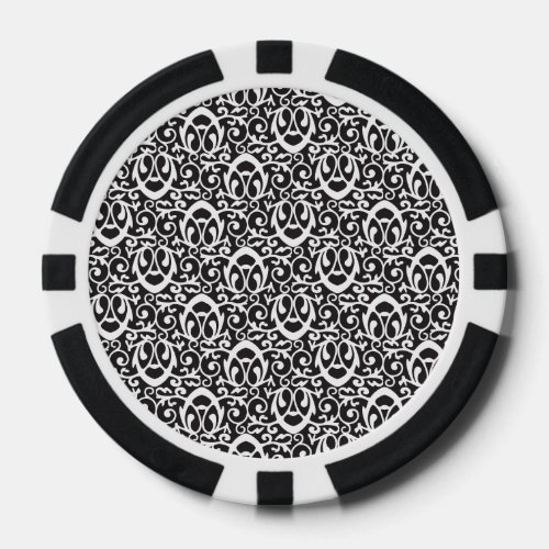 Baroque pattern white poker chips