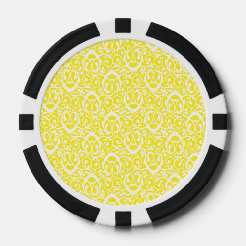 Baroque pattern yellow white poker chips